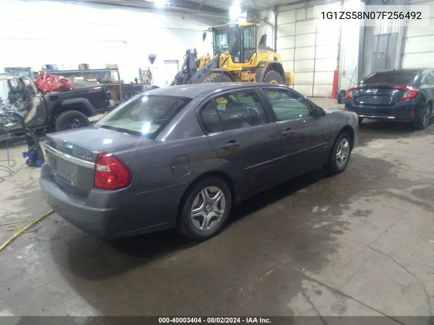 2007 Chevrolet Malibu Ls VIN: 1G1ZS58N07F256492 Lot: 40003404