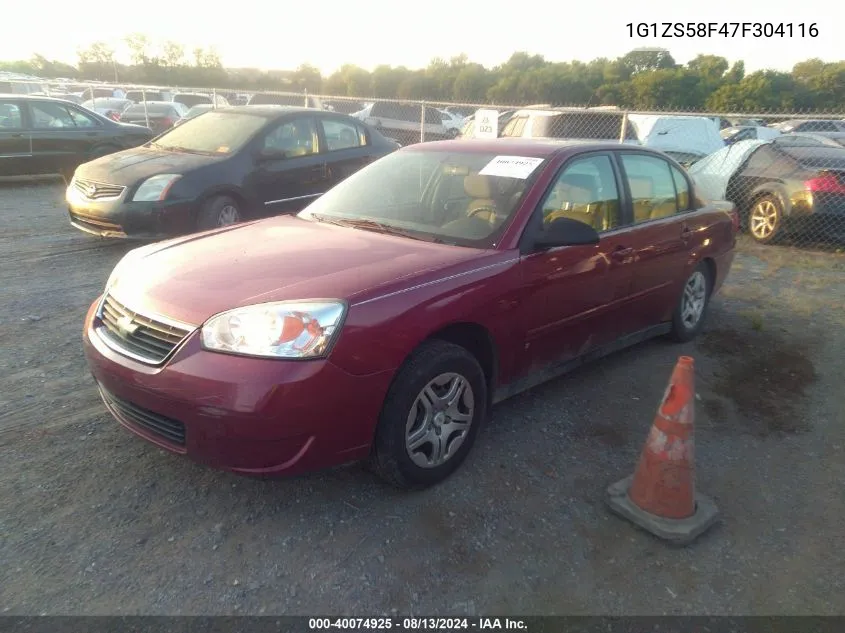 2007 Chevrolet Malibu Ls VIN: 1G1ZS58F47F304116 Lot: 40074925