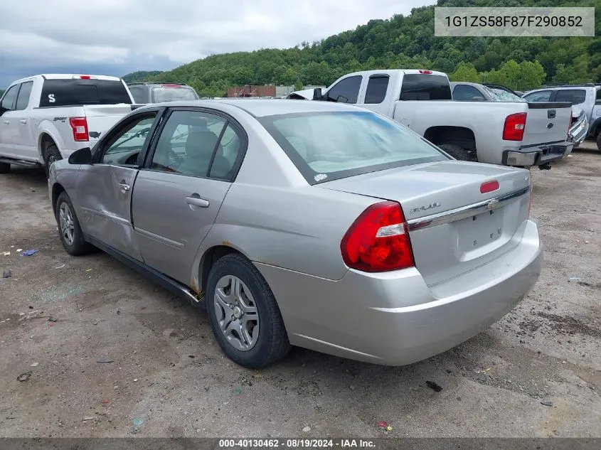 1G1ZS58F87F290852 2007 Chevrolet Malibu Ls