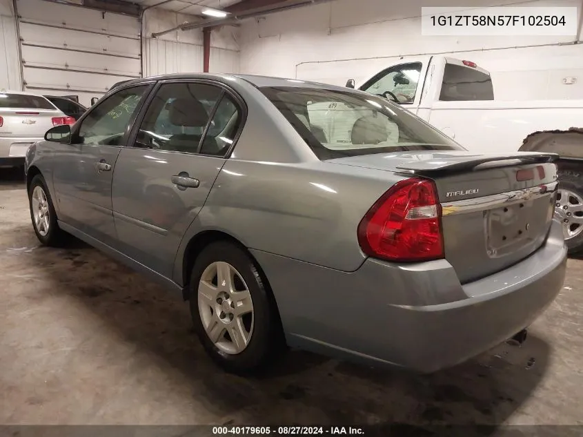 2007 Chevrolet Malibu Lt VIN: 1G1ZT58N57F102504 Lot: 40179605