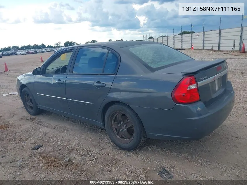 2007 Chevrolet Malibu Lt VIN: 1G1ZT58NX7F111165 Lot: 40213989