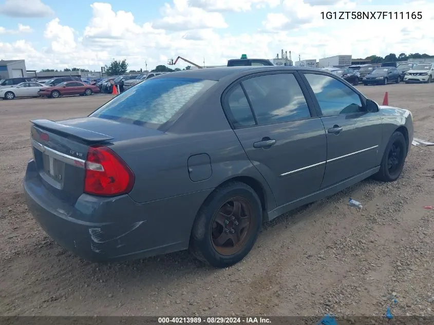 2007 Chevrolet Malibu Lt VIN: 1G1ZT58NX7F111165 Lot: 40213989