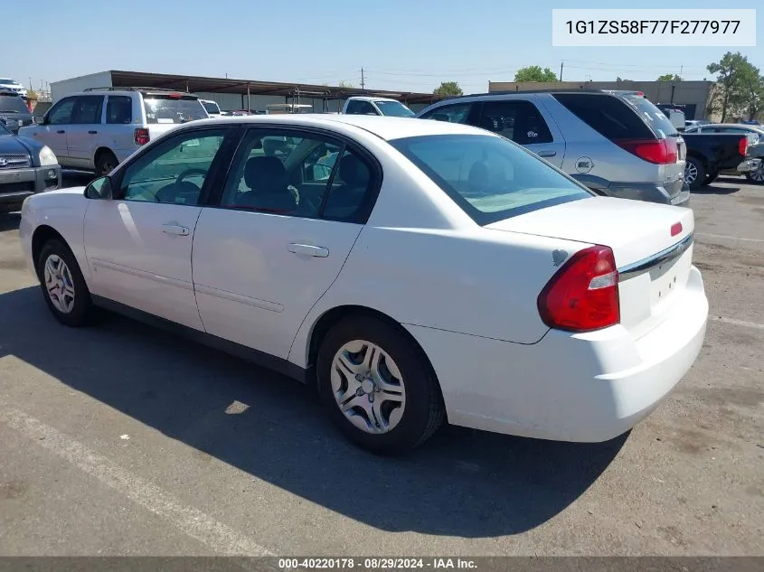 2007 Chevrolet Malibu Ls VIN: 1G1ZS58F77F277977 Lot: 40220178