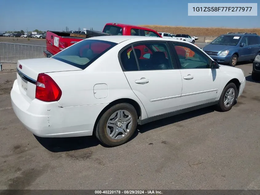 2007 Chevrolet Malibu Ls VIN: 1G1ZS58F77F277977 Lot: 40220178