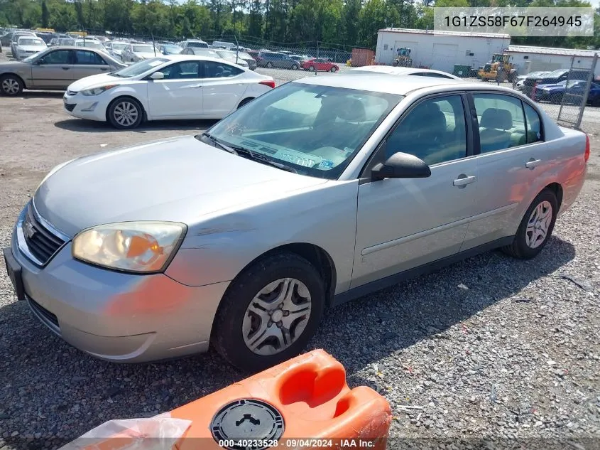 2007 Chevrolet Malibu Ls VIN: 1G1ZS58F67F264945 Lot: 40233528