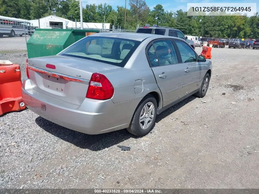 2007 Chevrolet Malibu Ls VIN: 1G1ZS58F67F264945 Lot: 40233528