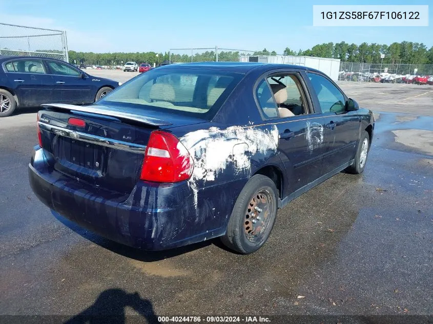 2007 Chevrolet Malibu Ls VIN: 1G1ZS58F67F106122 Lot: 40244786