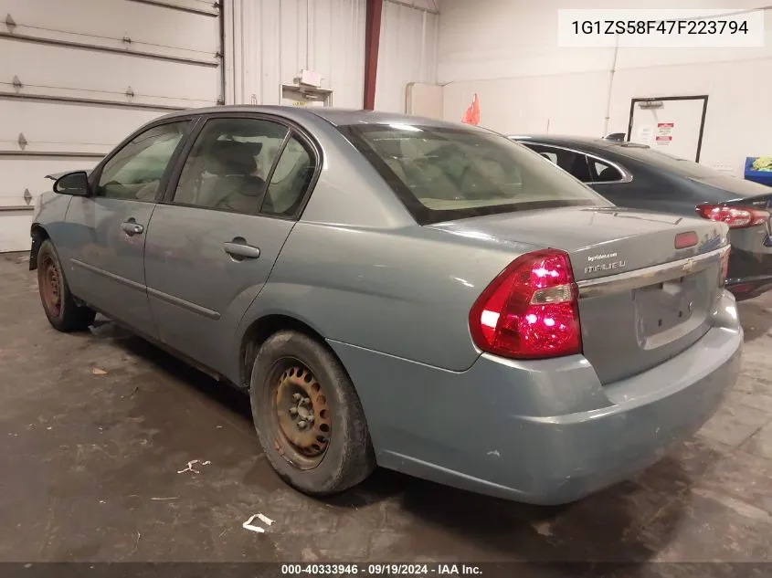 2007 Chevrolet Malibu Ls VIN: 1G1ZS58F47F223794 Lot: 40333946