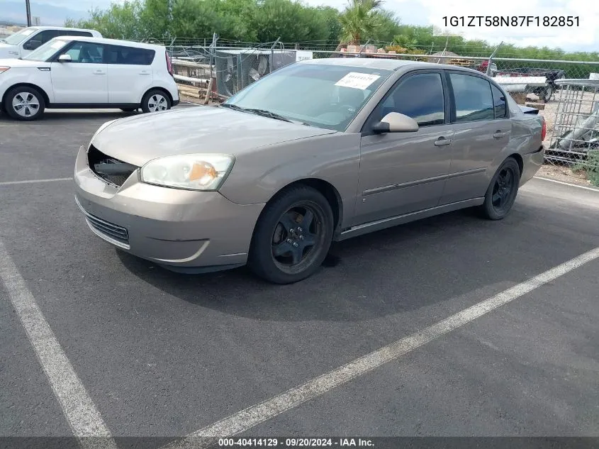 2007 Chevrolet Malibu Lt VIN: 1G1ZT58N87F182851 Lot: 40414129