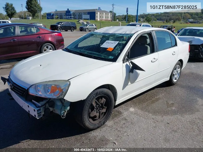 2007 Chevrolet Malibu Lt VIN: 1G1ZT58N87F285025 Lot: 40433473