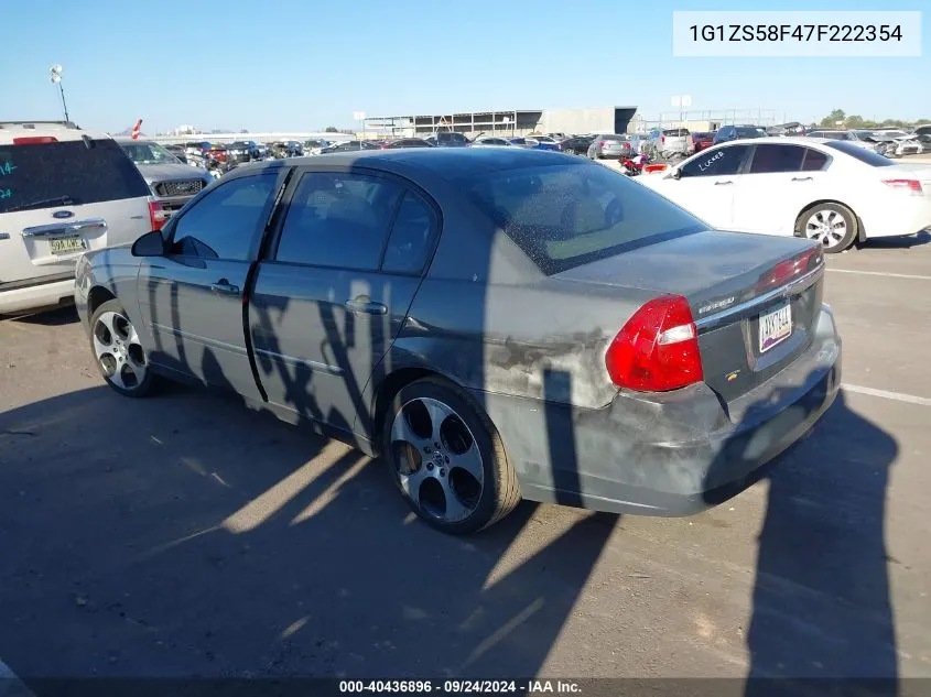 2007 Chevrolet Malibu Ls VIN: 1G1ZS58F47F222354 Lot: 40436896