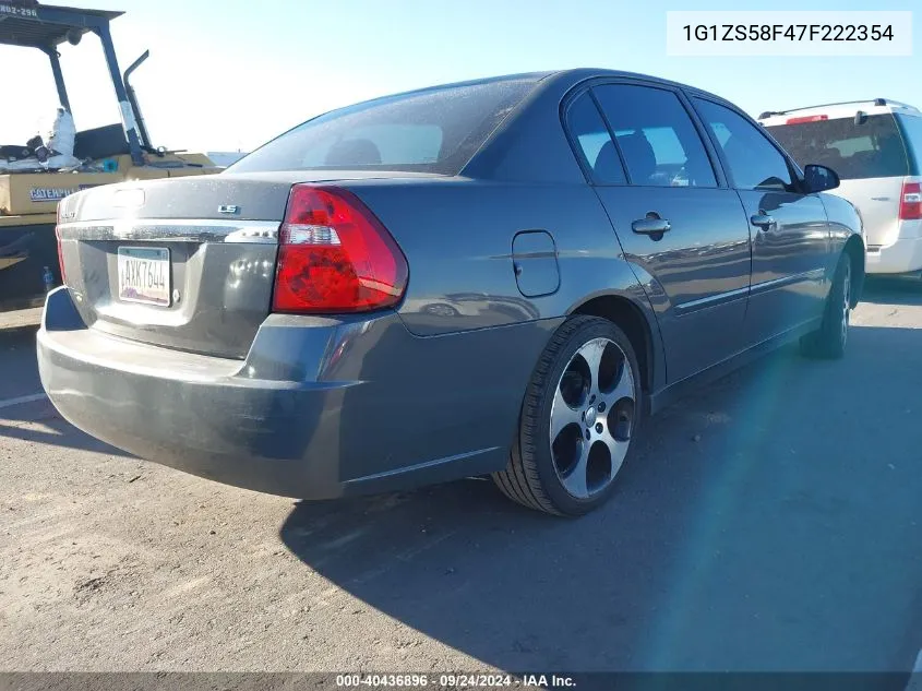 2007 Chevrolet Malibu Ls VIN: 1G1ZS58F47F222354 Lot: 40436896