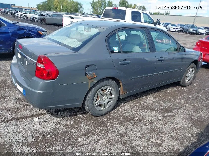 2007 Chevrolet Malibu Ls VIN: 1G1ZS58F57F151679 Lot: 40444354