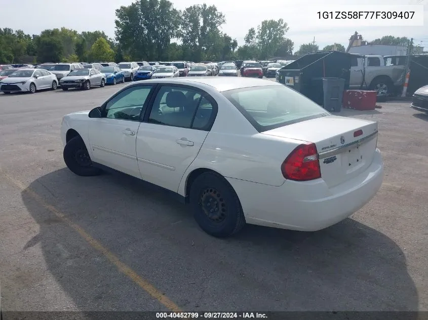 2007 Chevrolet Malibu Ls VIN: 1G1ZS58F77F309407 Lot: 40452799