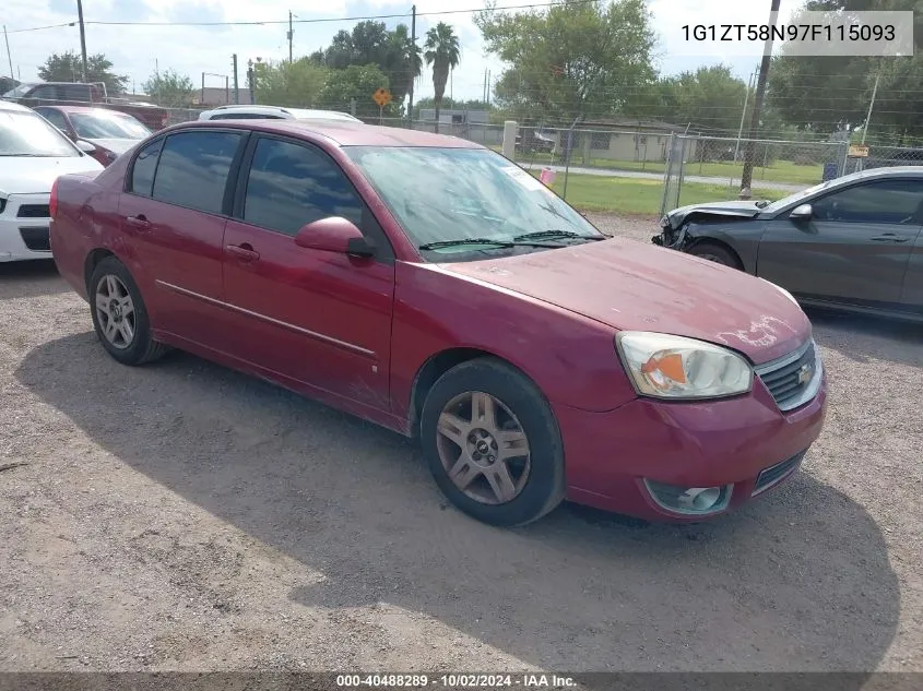 2007 Chevrolet Malibu Lt VIN: 1G1ZT58N97F115093 Lot: 40488289