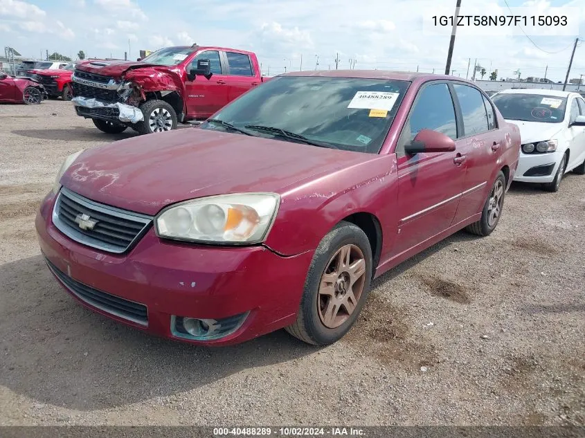 2007 Chevrolet Malibu Lt VIN: 1G1ZT58N97F115093 Lot: 40488289