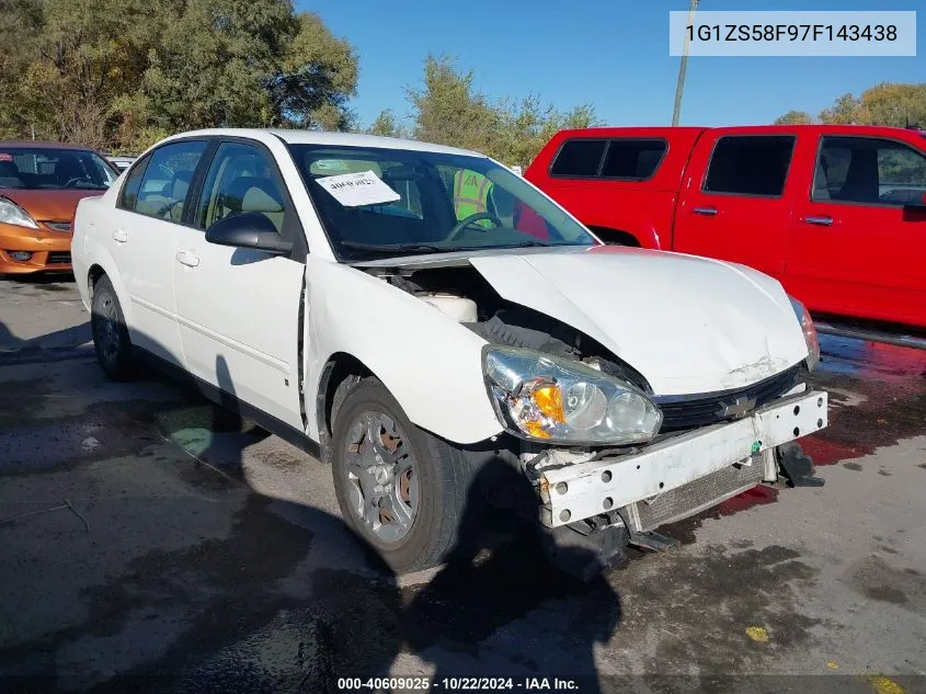 2007 Chevrolet Malibu Ls VIN: 1G1ZS58F97F143438 Lot: 40609025