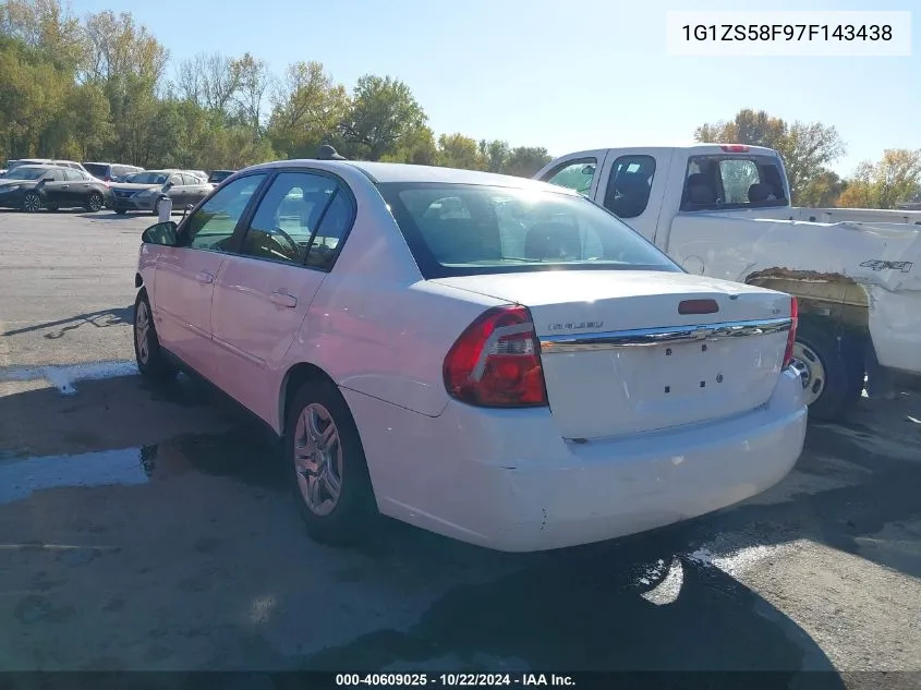 2007 Chevrolet Malibu Ls VIN: 1G1ZS58F97F143438 Lot: 40609025