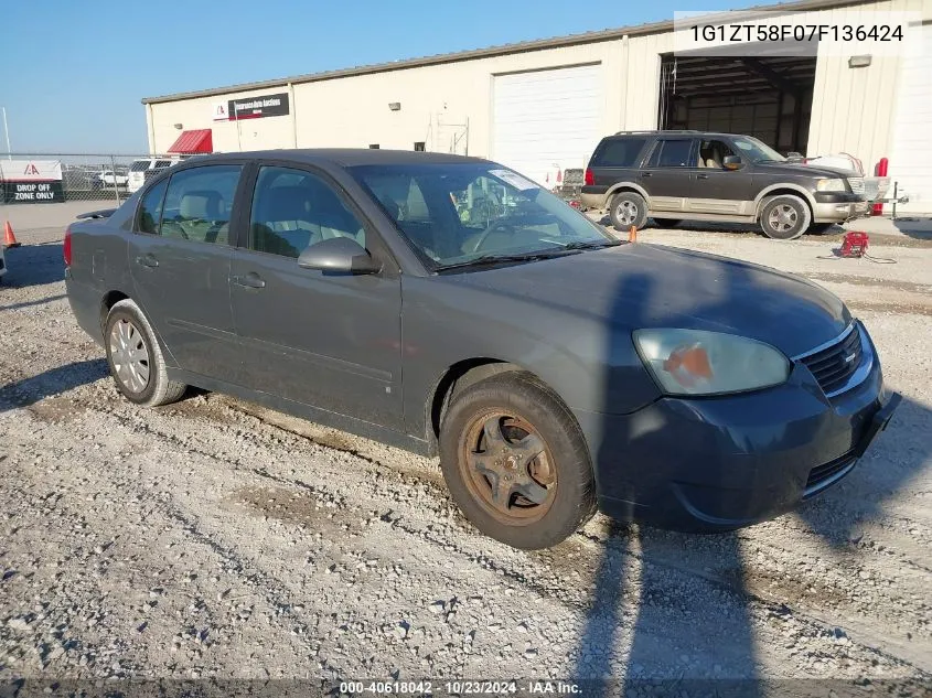 2007 Chevrolet Malibu Lt VIN: 1G1ZT58F07F136424 Lot: 40618042