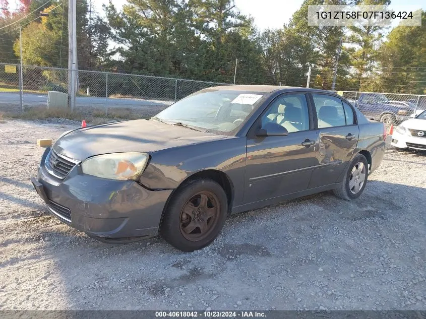 1G1ZT58F07F136424 2007 Chevrolet Malibu Lt