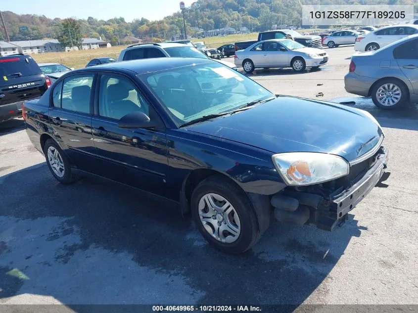 2007 Chevrolet Malibu Ls VIN: 1G1ZS58F77F189205 Lot: 40649965