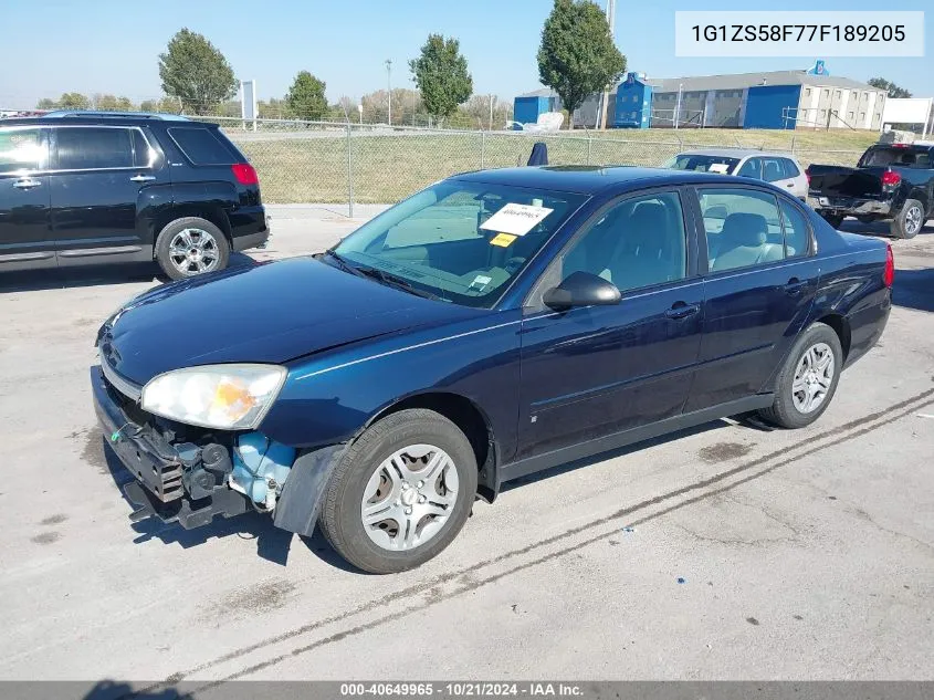 2007 Chevrolet Malibu Ls VIN: 1G1ZS58F77F189205 Lot: 40649965