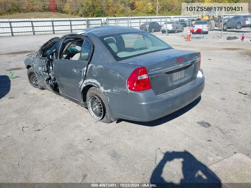 2007 Chevrolet Malibu Ls VIN: 1G1ZS58F17F109431 Lot: 40673451