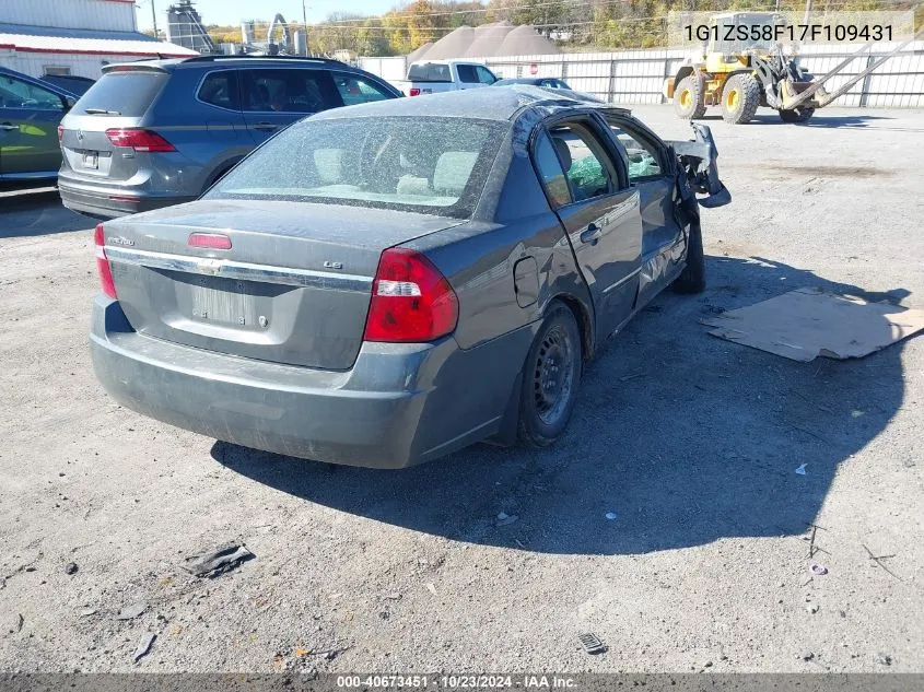 2007 Chevrolet Malibu Ls VIN: 1G1ZS58F17F109431 Lot: 40673451