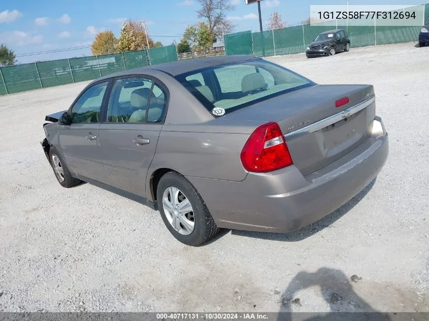 2007 Chevrolet Malibu Ls VIN: 1G1ZS58F77F312694 Lot: 40717131