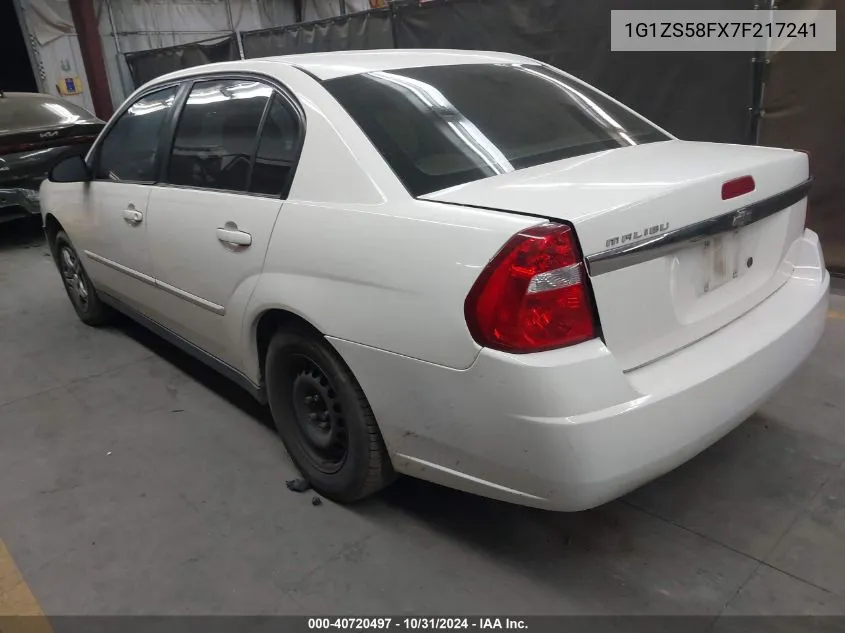 1G1ZS58FX7F217241 2007 Chevrolet Malibu Ls