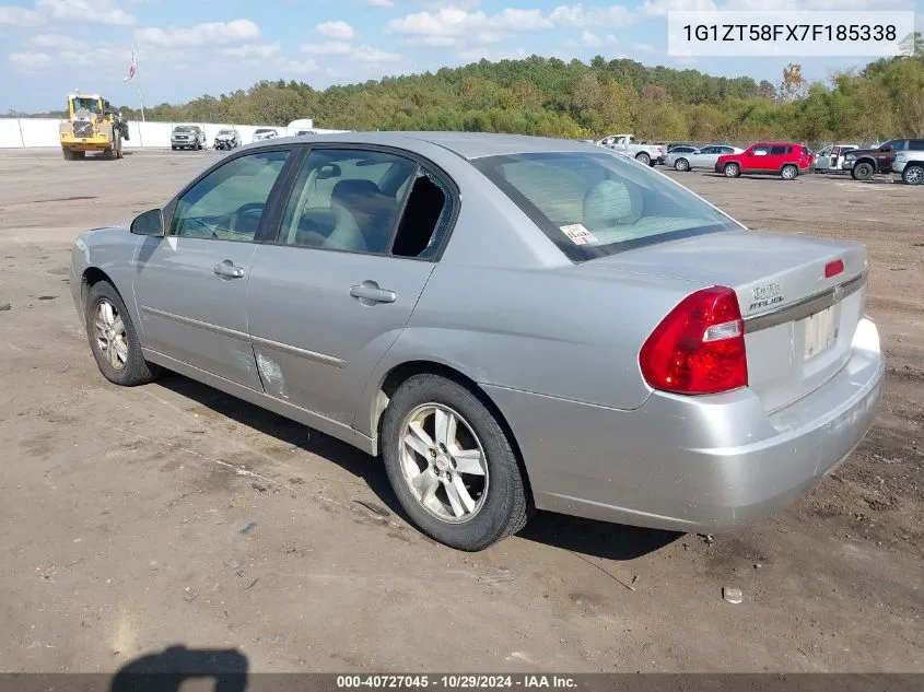 2007 Chevrolet Malibu Lt VIN: 1G1ZT58FX7F185338 Lot: 40727045