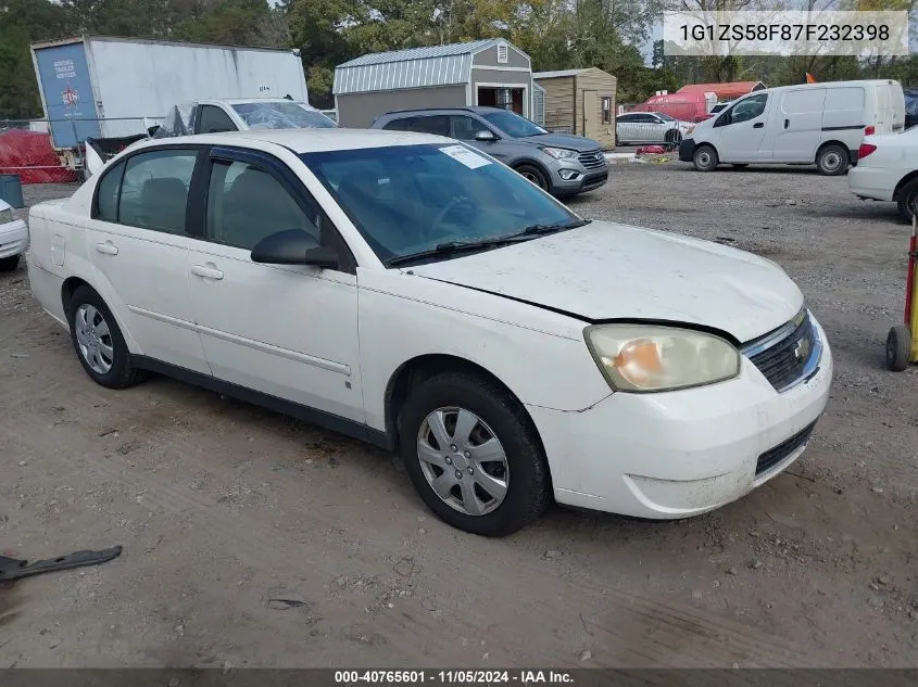 2007 Chevrolet Malibu Ls VIN: 1G1ZS58F87F232398 Lot: 40765601