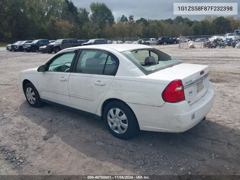 2007 Chevrolet Malibu Ls VIN: 1G1ZS58F87F232398 Lot: 40765601