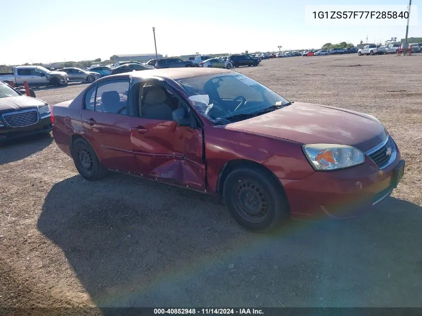 2007 Chevrolet Malibu Ls VIN: 1G1ZS57F77F285840 Lot: 40852948