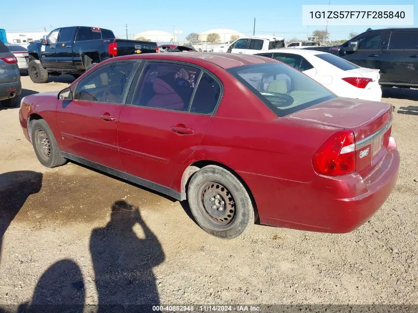 2007 Chevrolet Malibu Ls VIN: 1G1ZS57F77F285840 Lot: 40852948