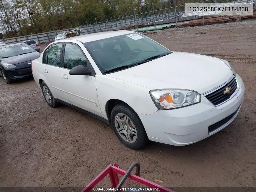 2007 Chevrolet Malibu Ls VIN: 1G1ZS58FX7F184838 Lot: 40866487