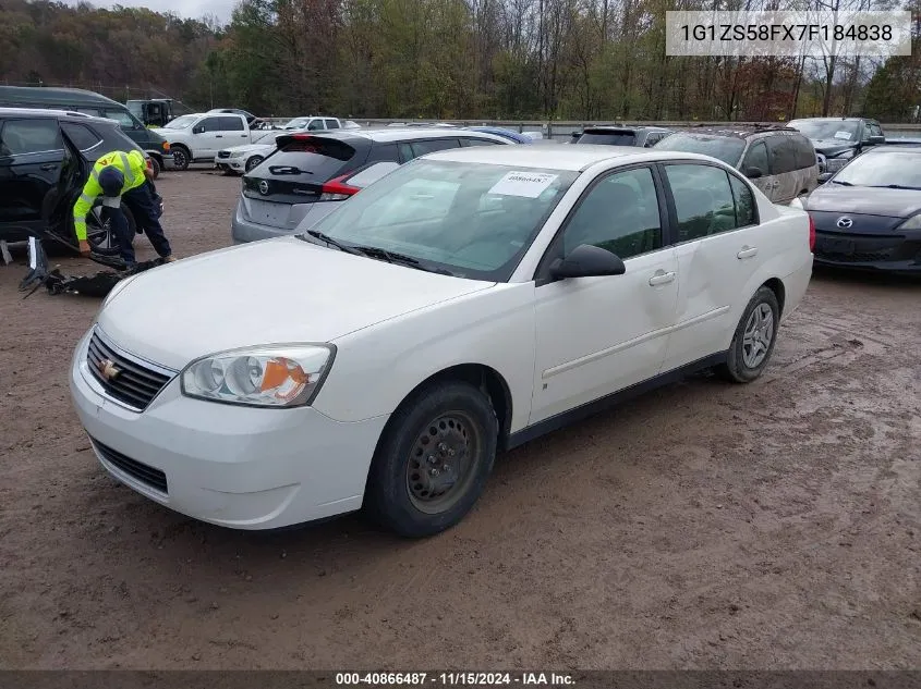 2007 Chevrolet Malibu Ls VIN: 1G1ZS58FX7F184838 Lot: 40866487