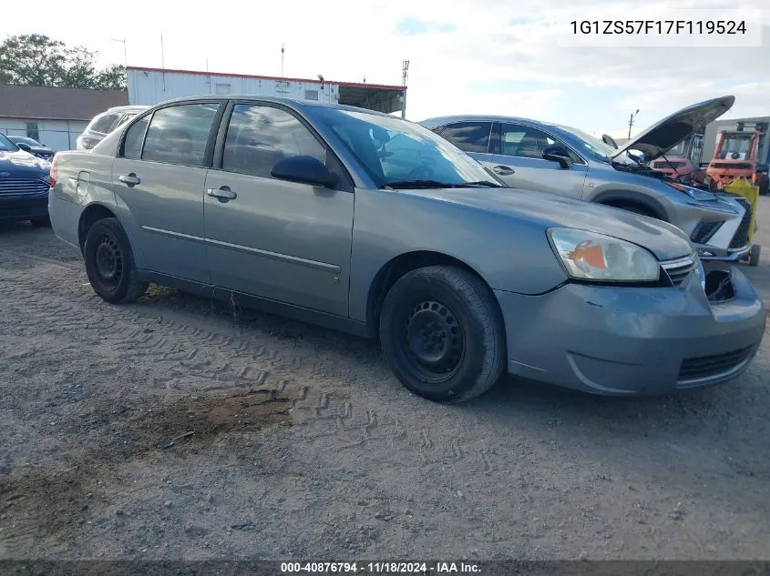 2007 Chevrolet Malibu Ls VIN: 1G1ZS57F17F119524 Lot: 40876794