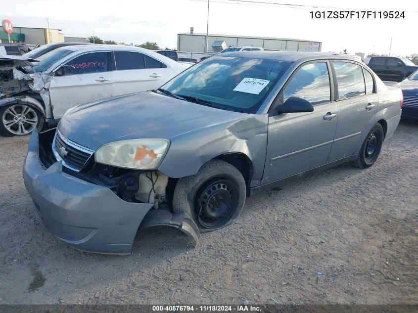 2007 Chevrolet Malibu Ls VIN: 1G1ZS57F17F119524 Lot: 40876794