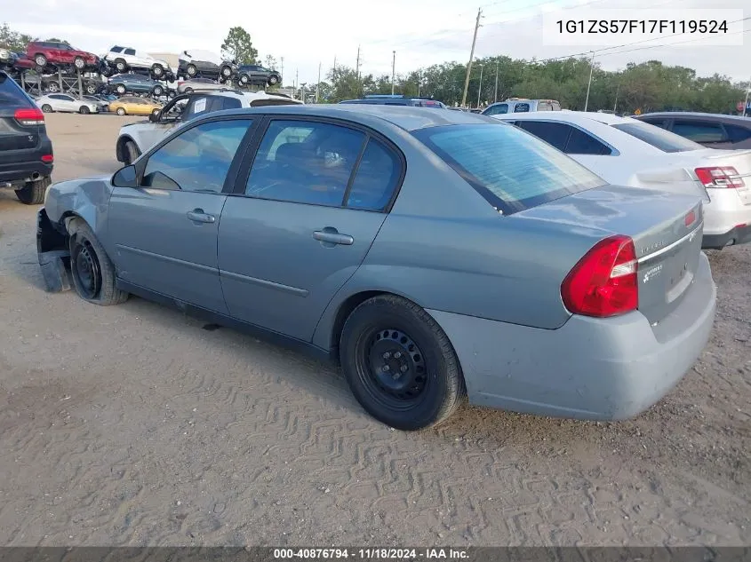 2007 Chevrolet Malibu Ls VIN: 1G1ZS57F17F119524 Lot: 40876794