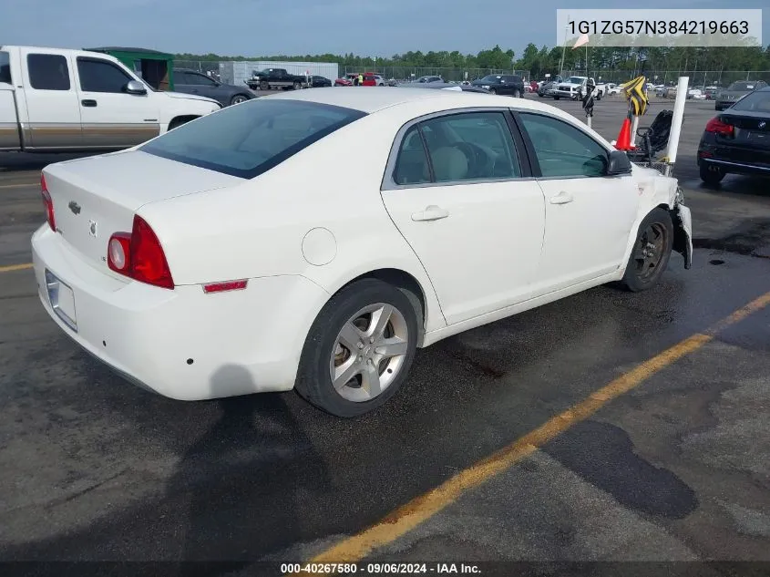 2008 Chevrolet Malibu Ls VIN: 1G1ZG57N384219663 Lot: 40267580