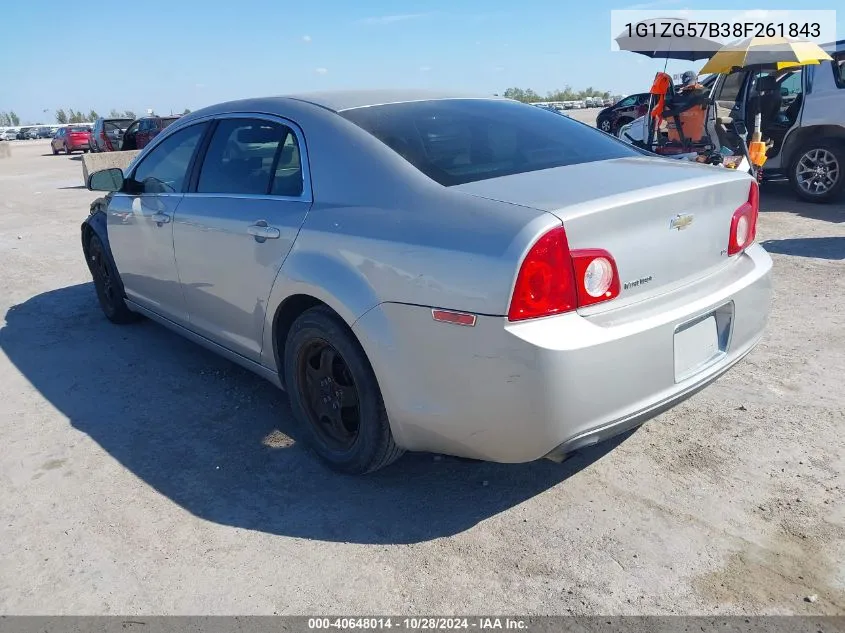 2008 Chevrolet Malibu Ls VIN: 1G1ZG57B38F261843 Lot: 40648014