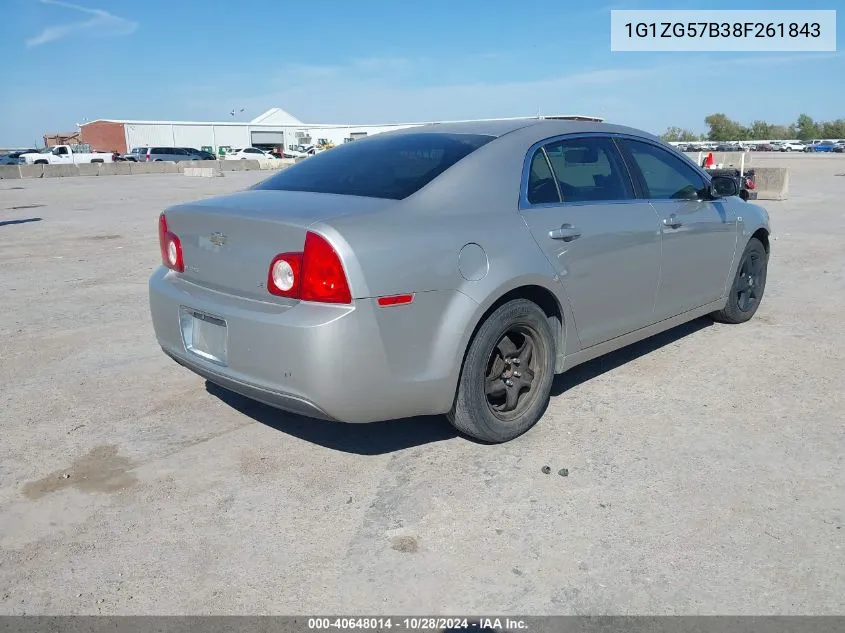 2008 Chevrolet Malibu Ls VIN: 1G1ZG57B38F261843 Lot: 40648014