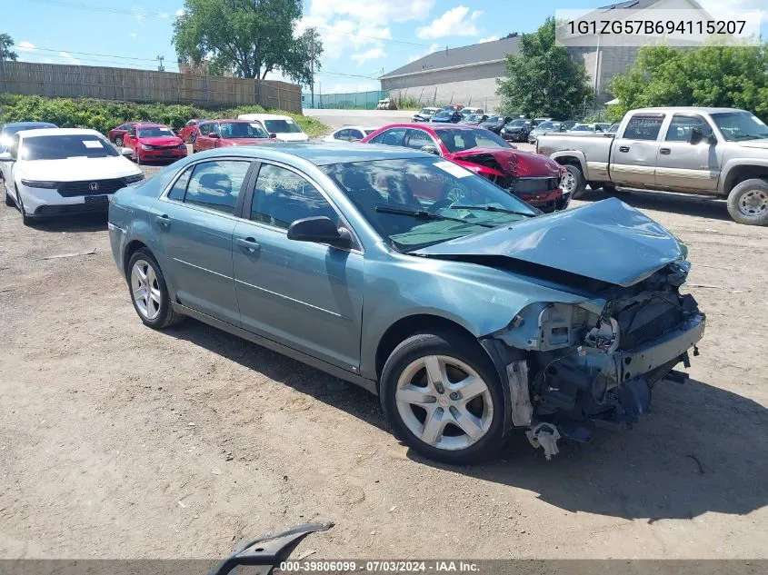 2009 Chevrolet Malibu Ls VIN: 1G1ZG57B694115207 Lot: 39806099