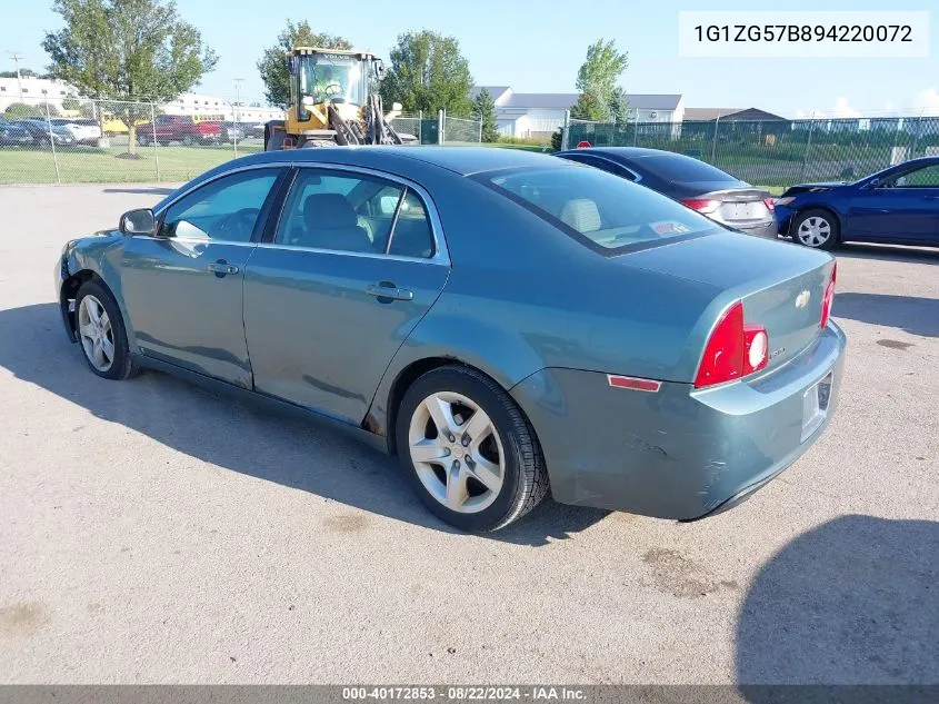 2009 Chevrolet Malibu Ls VIN: 1G1ZG57B894220072 Lot: 40172853