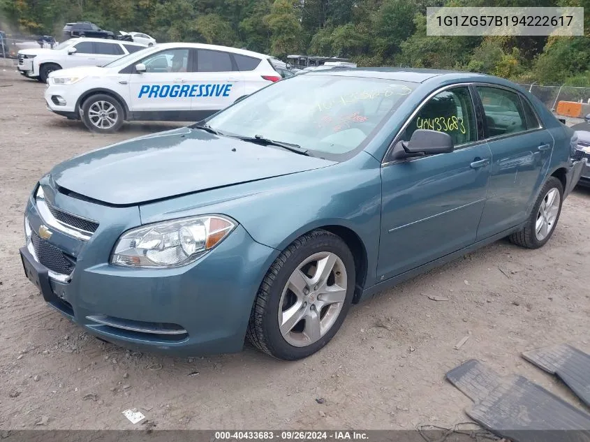 2009 Chevrolet Malibu Ls VIN: 1G1ZG57B194222617 Lot: 40433683