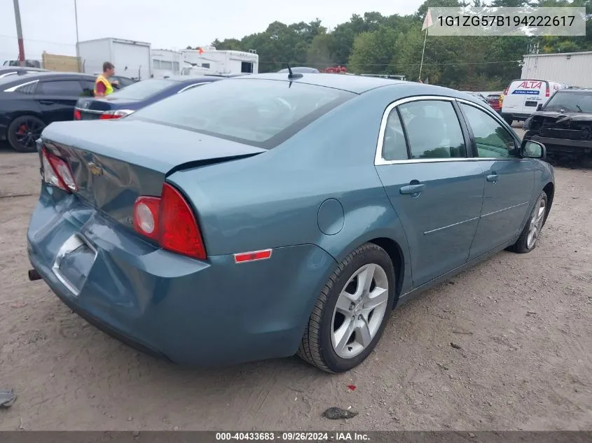 2009 Chevrolet Malibu Ls VIN: 1G1ZG57B194222617 Lot: 40433683