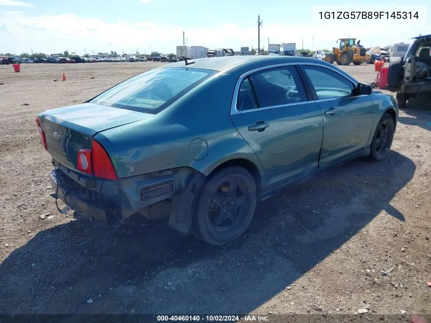 2009 Chevrolet Malibu Ls VIN: 1G1ZG57B89F145314 Lot: 40460140