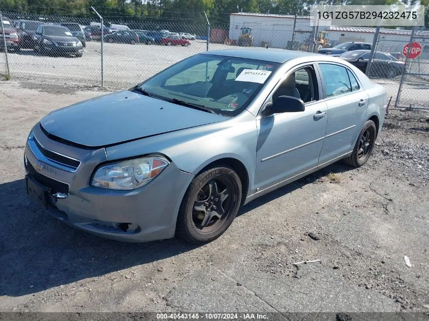 2009 Chevrolet Malibu Ls VIN: 1G1ZG57B294232475 Lot: 40543145