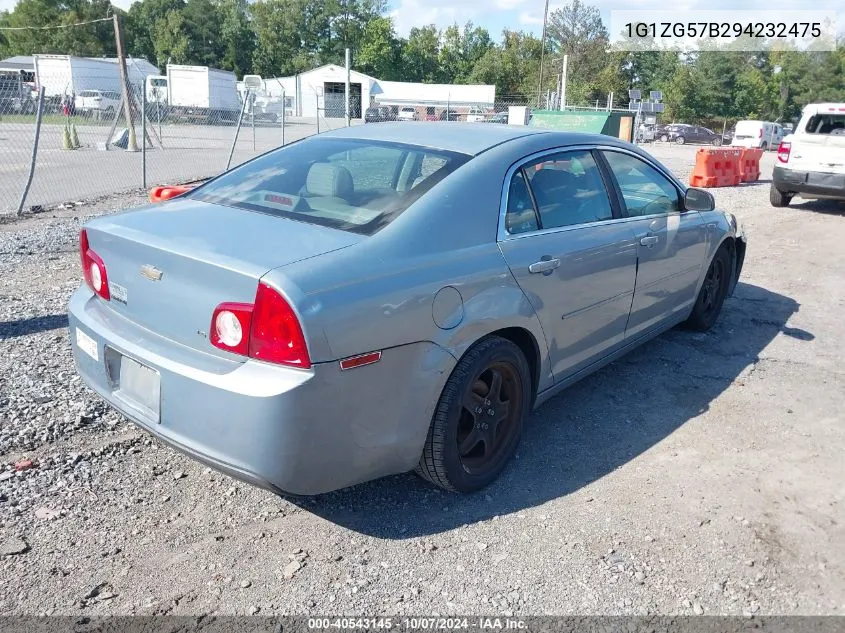 2009 Chevrolet Malibu Ls VIN: 1G1ZG57B294232475 Lot: 40543145